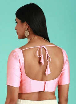 Coral Pink Silk Solid Stitched Readymade Blouse Party Wear -Sari Grace Shop coral pink silk solid stitched readymade blouse blspfb226c b