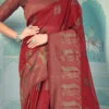 Currant Maroon Linen Woven Zari Work Saree Festive Wear 2 Currant Maroon Linen Woven Zari Work Saree Festive Wear -Sari Grace Shop currant maroon linen woven zari work saree sassgbom2001 l