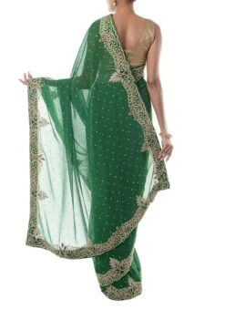 Dark Green Chiffon Border Saree Wedding Wear 9 Dark Green Chiffon Border Saree Wedding Wear -Sari Grace Shop dark green chiffon border saree sa21i02135 b