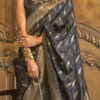 Dark Grey Silk Zari Work Saree Festive Wear 1 Dark Grey Silk Zari Work Saree Festive Wear -Sari Grace Shop dark grey silk zari work saree samkns10787006 l