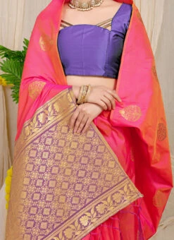Dark Pink Color Patola Silk Zari Weaving Work Saree Party Wear