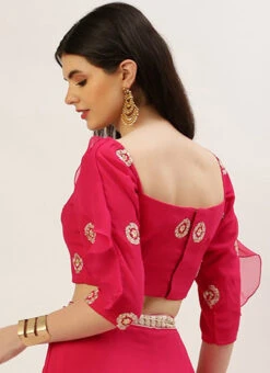 Dark Pink Embroidered Ruffles Style Blouse Party Wear 9 Dark Pink Embroidered Ruffles Style Blouse Party Wear -Sari Grace Shop dark pink embroidered ruffles style blouse BLBS02305212 b