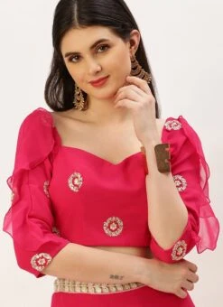Dark Pink Embroidered Ruffles Style Blouse Party Wear 8 Dark Pink Embroidered Ruffles Style Blouse Party Wear -Sari Grace Shop dark pink embroidered ruffles style blouse BLBS02305212 u