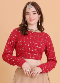 Dark Pink Georgette Sequins Embroidered Blouse Festive Wear 8 Dark Pink Georgette Sequins Embroidered Blouse Festive Wear -Sari Grace Shop dark pink georgette sequins embroidered blouse BLBS02309111 u