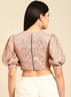 Dusty Peach Embroidered Georgette Blouse Festive Wear -Sari Grace Shop dusty peach embroidered georgette blouse BLBS02305192 b