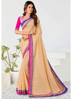 Embroidery Work Peach Color Georgette Saree Party Wear 8 Embroidery Work Peach Color Georgette Saree Party Wear -Sari Grace Shop embroidery work peach color georgette saree sassd30705 u