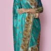Fabricated With Pure Banarasi Silk Embroidered Sea Blue Color Saree Wedding Wear 1 Fabricated With Pure Banarasi Silk Embroidered Sea Blue Color Saree Wedding Wear -Sari Grace Shop fabricated with pure silk embroidered sea blue color saree savns117i l