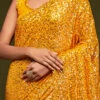 Fire Yellow Georgette Sequins Saree Party Wear -Sari Grace Shop fire yellow georgette sequins saree samkns6451009 l