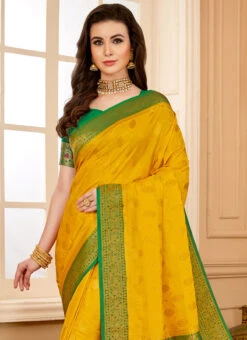 Georgette Yellow Color Zari Weaving Work Saree Festive Wear -Sari Grace Shop georgette yellow color zari weaving work saree samt003b b