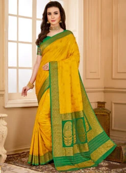 Georgette Yellow Color Zari Weaving Work Saree Festive Wear -Sari Grace Shop georgette yellow color zari weaving work saree samt003b u