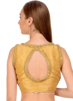 Gold Art Dupion Silk Beads Blouse Festive Wear -Sari Grace Shop gold art dupion silk beads blouse bldiw10 b