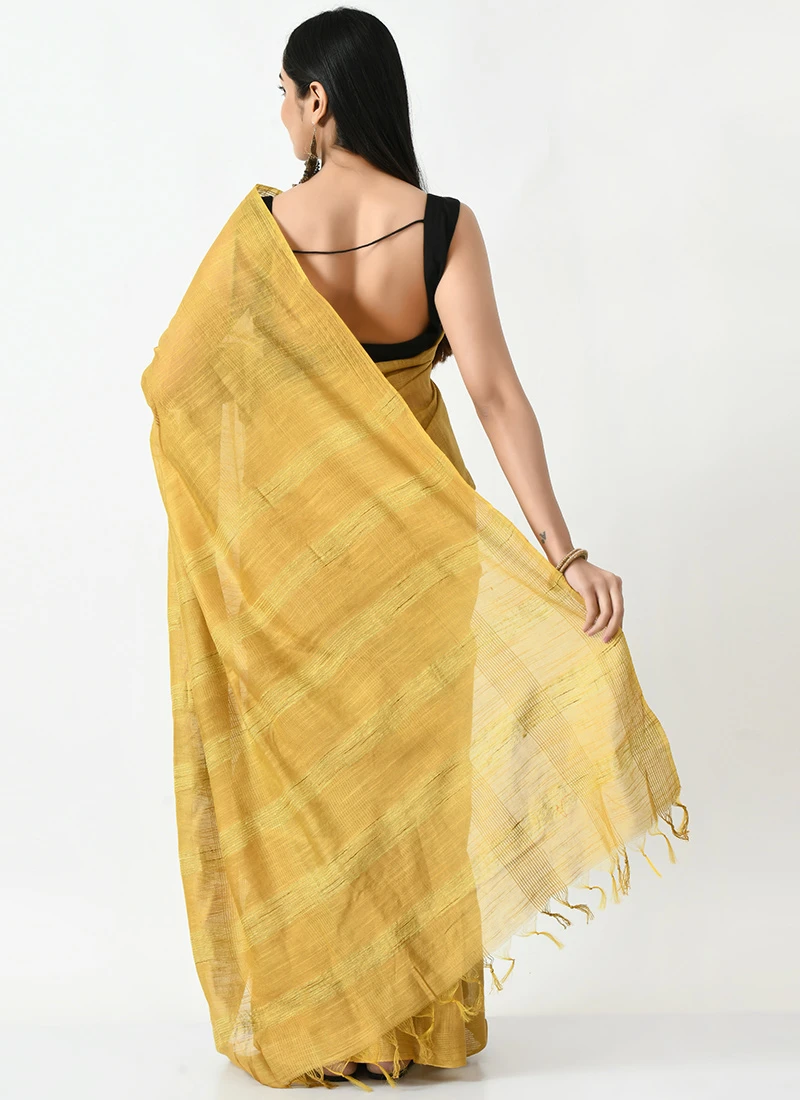 Gold Blended Cotton Sari After Six Wear 6 Gold Blended Cotton Sari After Six Wear - Image 4