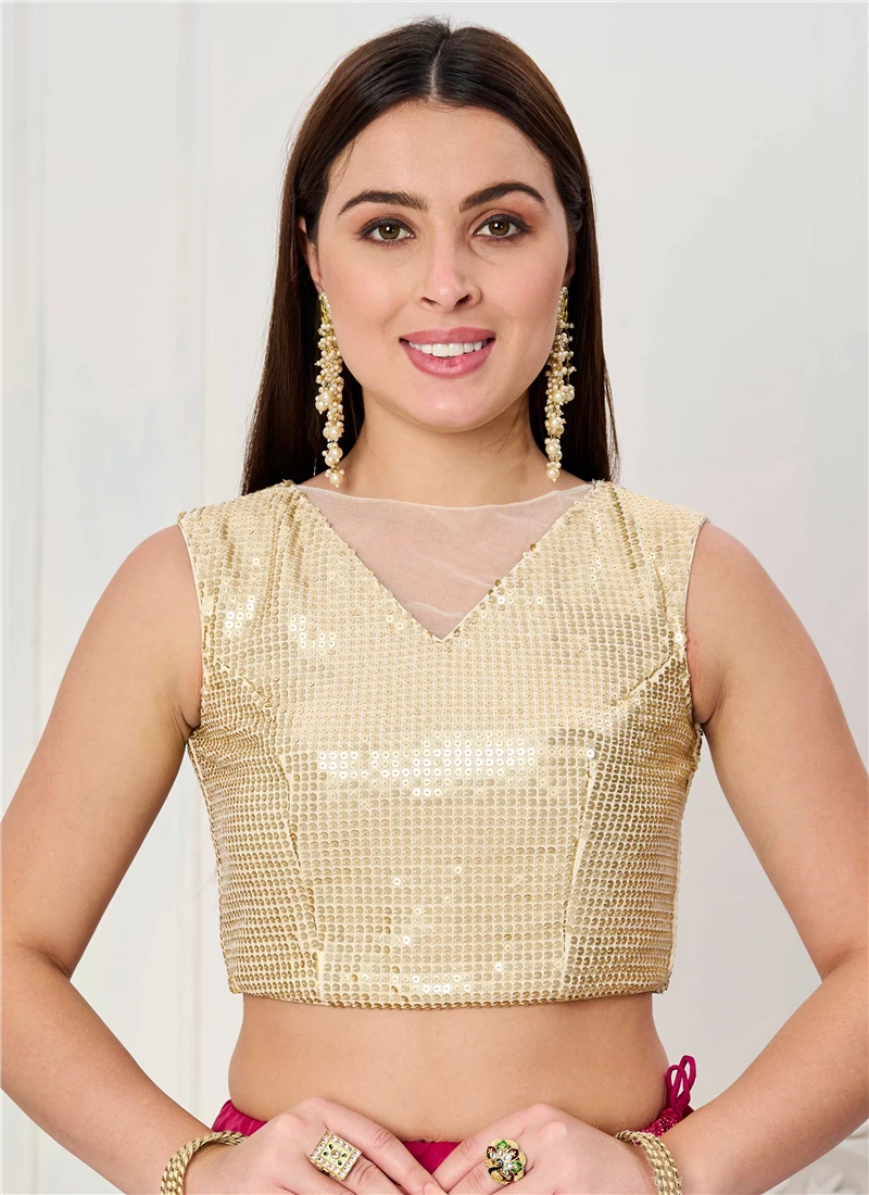 Gold Sequin Embroidery Blouse Festive Wear 5 Gold Sequin Embroidery Blouse Festive Wear - Image 3