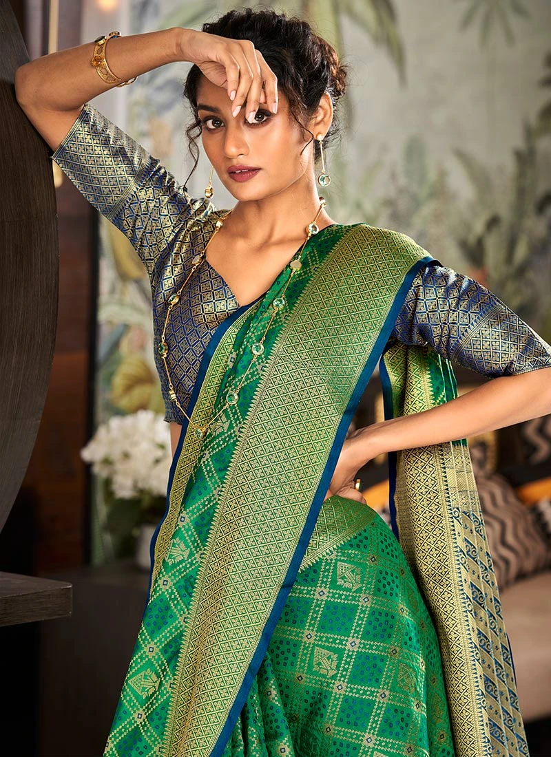Green Art Silk Handloom Sari Festive Wear 6 Green Art Silk Handloom Sari Festive Wear - Image 4