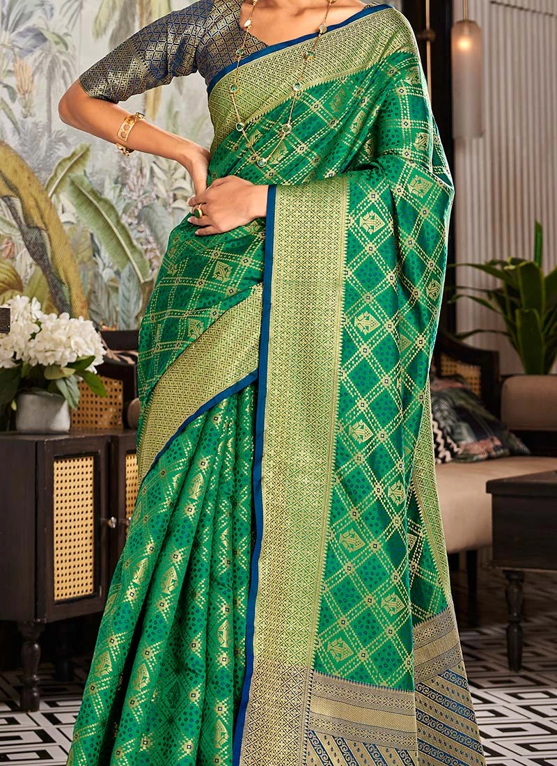 Green Art Silk Handloom Sari Festive Wear 3 Green Art Silk Handloom Sari Festive Wear