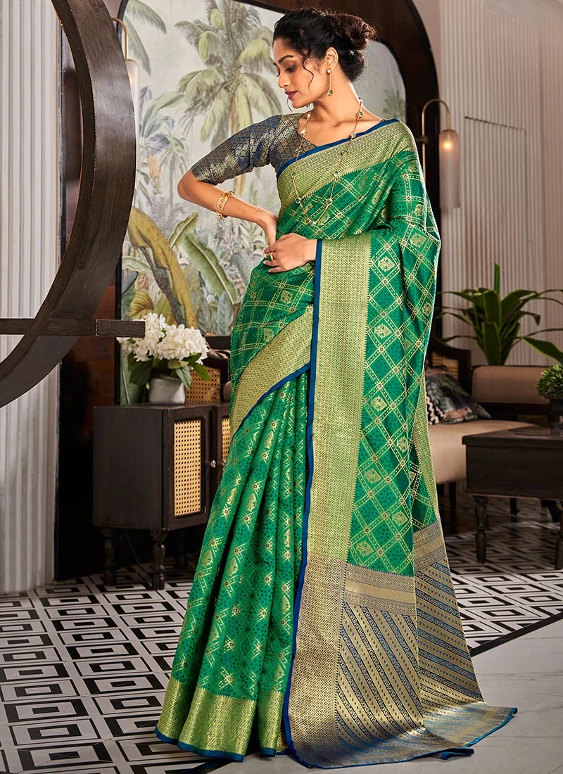 Green Art Silk Handloom Sari Festive Wear 5 Green Art Silk Handloom Sari Festive Wear - Image 3