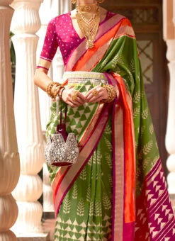 Green Art Silk Patola Saree Festive Wear