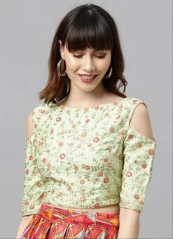 Green Embroidered Cold Shoulder Blouse Festive Wear 8 Green Embroidered Cold Shoulder Blouse Festive Wear -Sari Grace Shop green embroidered cold shoulder blouse BLBS02305277 u