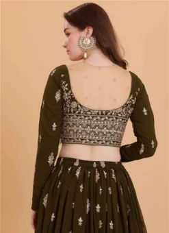 Green Georgette Embroidered Blouse Festive Wear