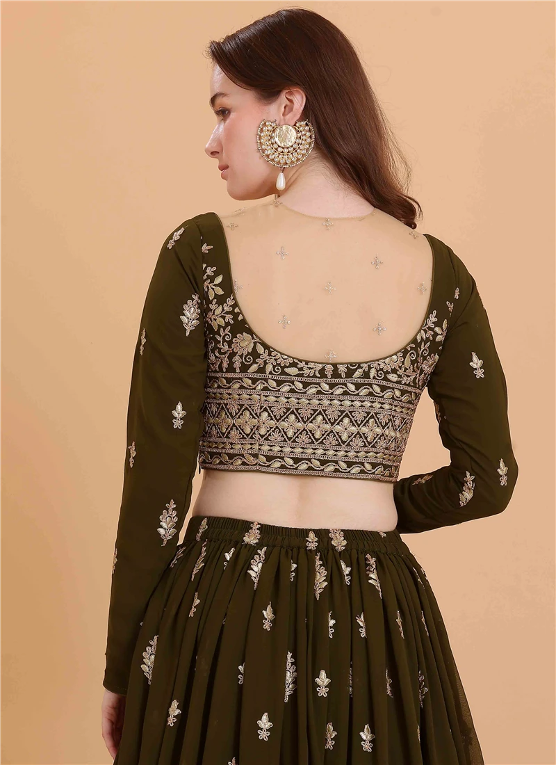 Green Georgette Embroidered Blouse Festive Wear 3 Green Georgette Embroidered Blouse Festive Wear