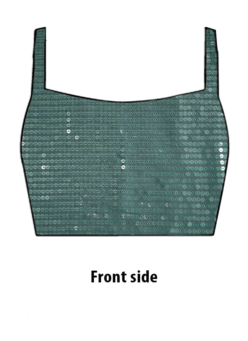 Green Georgette Sequins Blouse Party Wear 6 Green Georgette Sequins Blouse Party Wear - Image 4