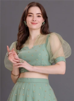 Green Net Sequins Embroidered Blouse Festive Wear -Sari Grace Shop green net sequins embroidered blouse BLBS02309124 u