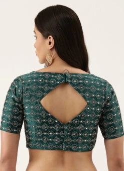 Green Silk Embellished Blouse Party Wear -Sari Grace Shop green silk embellished blouse blspfb138g b