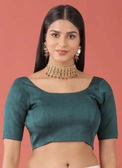 Green Silk Solid Stitched Readymade Blouse Party Wear -Sari Grace Shop green silk solid stitched readymade blouse blspfb237g u