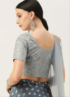 Grey Net Sequins Blouse Festive Wear 9 Grey Net Sequins Blouse Festive Wear -Sari Grace Shop grey net sequins blouse BLBS02305282 b