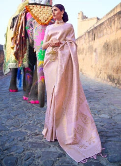 Lavender Benarasi Silk Zari Work Saree Festive Wear 8 Lavender Benarasi Silk Zari Work Saree Festive Wear -Sari Grace Shop lavender benarasi silk zari work saree samkns881238005 u