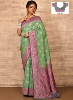 Light Neon Banarasi Katan Silk Zari Weaving Saree Festive Wear -Sari Grace Shop light neon benarasi katan zari weaving saree savns670t u