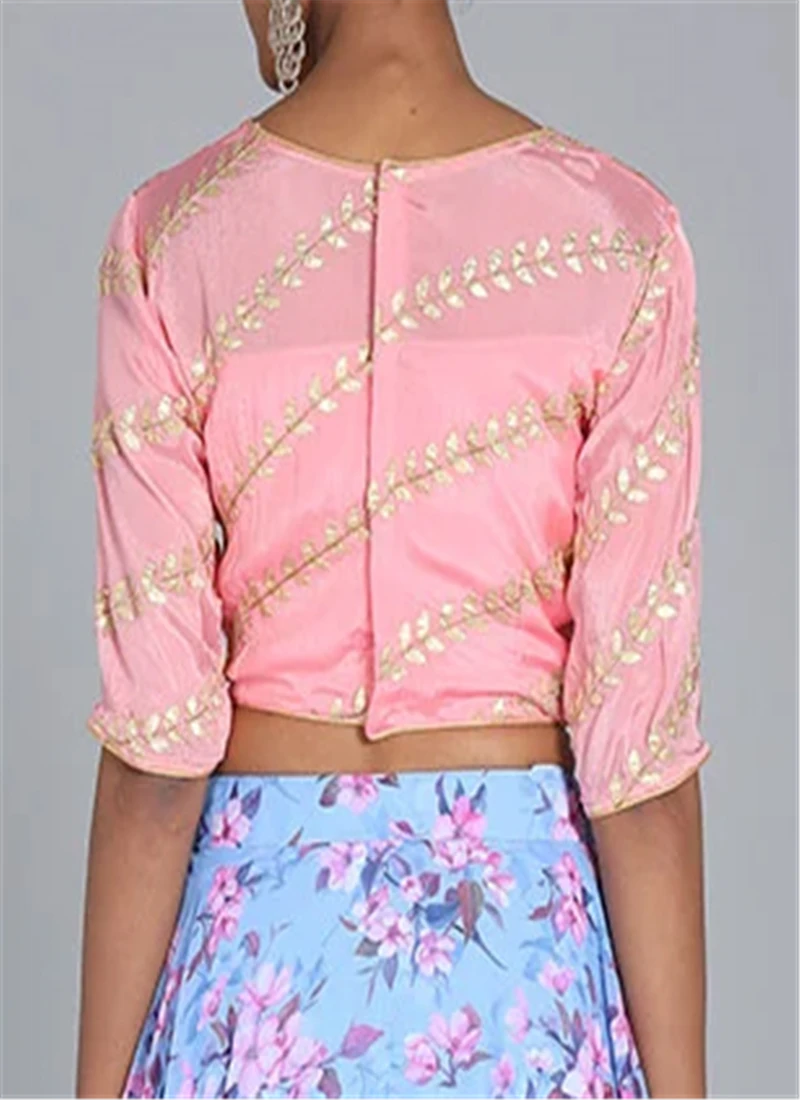 Light Pink Embroidered Chiffon Blouse Festive Wear 3 Light Pink Embroidered Chiffon Blouse Festive Wear