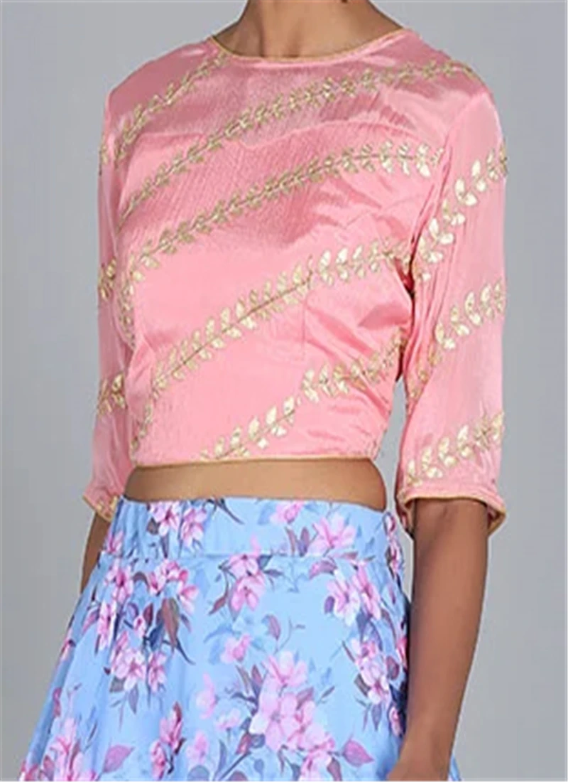 Light Pink Embroidered Chiffon Blouse Festive Wear 5 Light Pink Embroidered Chiffon Blouse Festive Wear - Image 3