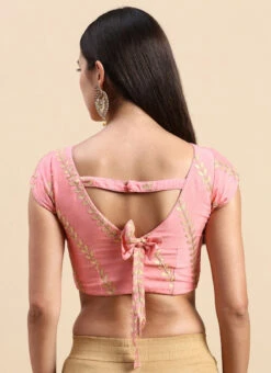 Light Pink Embroidered Chiffon Blouse Wedding Wear -Sari Grace Shop light pink embroidered chiffon blouse BLBS02303833 b