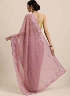Light Pink Heavy Georgette Sequins Embroidered Saree Party Wear -Sari Grace Shop light pink heavy georgette sequins embroidered saree sasrk146198 b