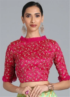 Magenta Embroidered Art Silk Blouse Festive Wear -Sari Grace Shop magenta embroidered art silk blouse BLBS02305280 u
