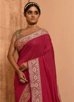 Maroon Banarasi Silk Zari Work Saree Festive Wear -Sari Grace Shop maroon banarasi silk zari work saree savns660d b