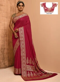 Maroon Banarasi Silk Zari Work Saree Festive Wear -Sari Grace Shop maroon banarasi silk zari work saree savns660d u