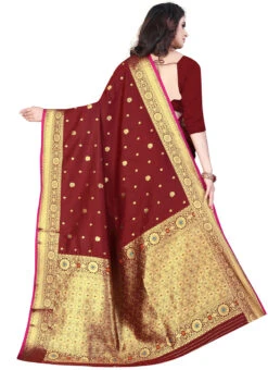 Maroon Benarasi Art Silk Saree Festive Wear 9 Maroon Benarasi Art Silk Saree Festive Wear -Sari Grace Shop maroon benarasi art silk saree sasom130mr b