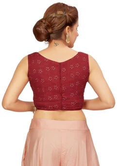 Maroon Blended Cotton Sequins Blouse After Six Wear -Sari Grace Shop maroon blended cotton sequins blouse blmff1826mn b