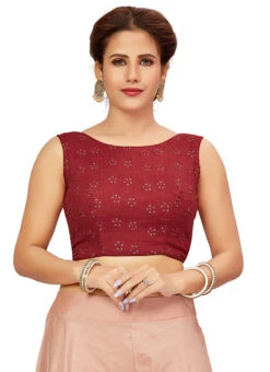 Maroon Blended Cotton Sequins Blouse After Six Wear -Sari Grace Shop maroon blended cotton sequins blouse blmff1826mn u