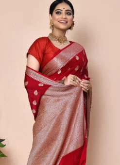 Maroon Pure Chiffon Georgette Zari Work Saree Festive Wear -Sari Grace Shop maroon pure chiffon georgette zari work saree savns159g b