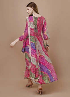 Multicolor Faux Georgette Digital Print Fit And Flare Dress After Six Wear -Sari Grace Shop multicolor faux georgette digital print fit and flare dress drssck6002 b