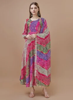 Multicolor Faux Georgette Digital Print Fit And Flare Dress After Six Wear -Sari Grace Shop multicolor faux georgette digital print fit and flare dress drssck6002 u