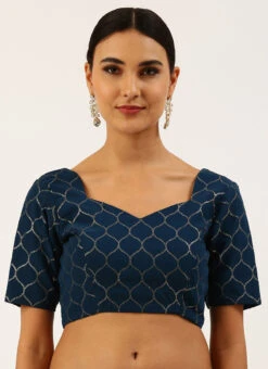 Navy Blue Raw Silk Sequins Work Blouse Party Wear -Sari Grace Shop navy blue raw silk sequins work blouse blspfb188nbl u