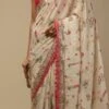 Off White Chinon Printed Saree Party Wear 2 Off White Chinon Printed Saree Party Wear -Sari Grace Shop off white chinon printed saree sasvp263 l