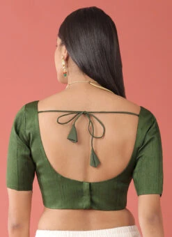 Olive Green Silk Solid Stitched Readymade Blouse Party Wear -Sari Grace Shop olive green silk solid stitched readymade blouse blspfb238o b