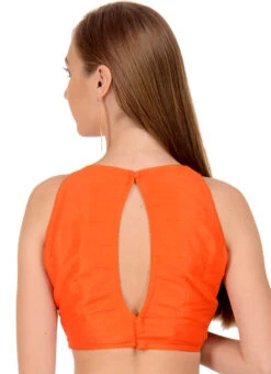 Orange Art Dupion Silk Sequins Blouse Festive Wear -Sari Grace Shop orange art dupion silk sequins blouse bldiw12 b