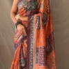 Orange Cotton Printed Work Saree Festive Wear 1 Orange Cotton Printed Work Saree Festive Wear -Sari Grace Shop orange cotton printed work saree sasacw5996 l