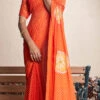 Orange Faux Chiffon Printed Saree After Six Wear 2 Orange Faux Chiffon Printed Saree After Six Wear -Sari Grace Shop orange faux chiffon printed saree samams154 l